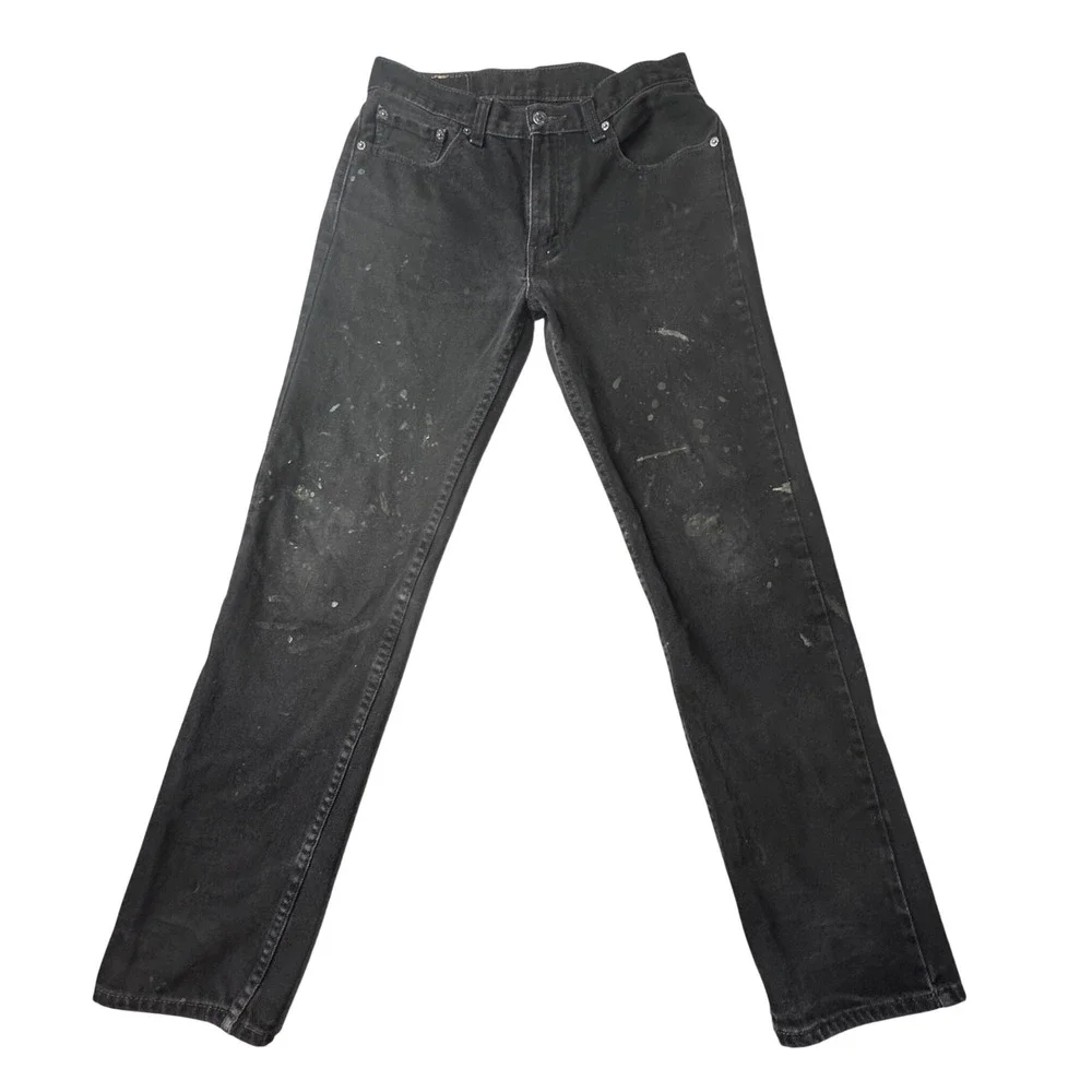 Levi's 516 Jeans Mens 30x32 (31x30) Black Straight Leg Distressed Paint Splatter